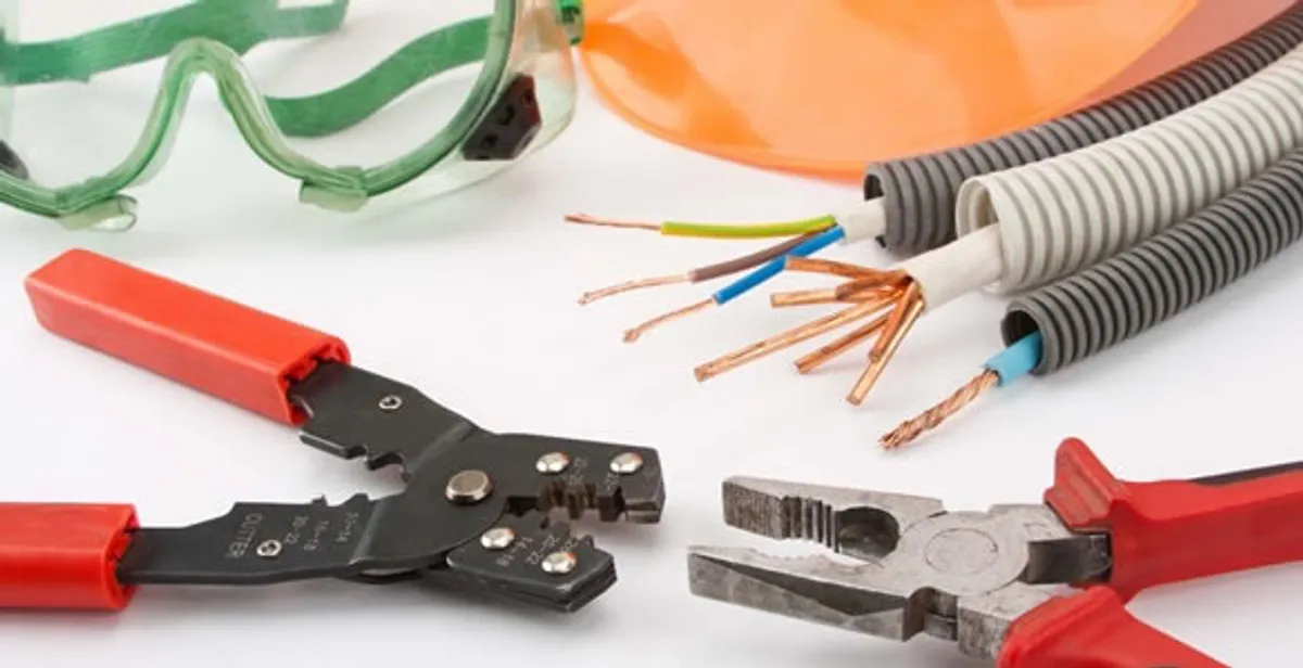Electrical wiring repair with professional tools and safety equipment in Leland, NC